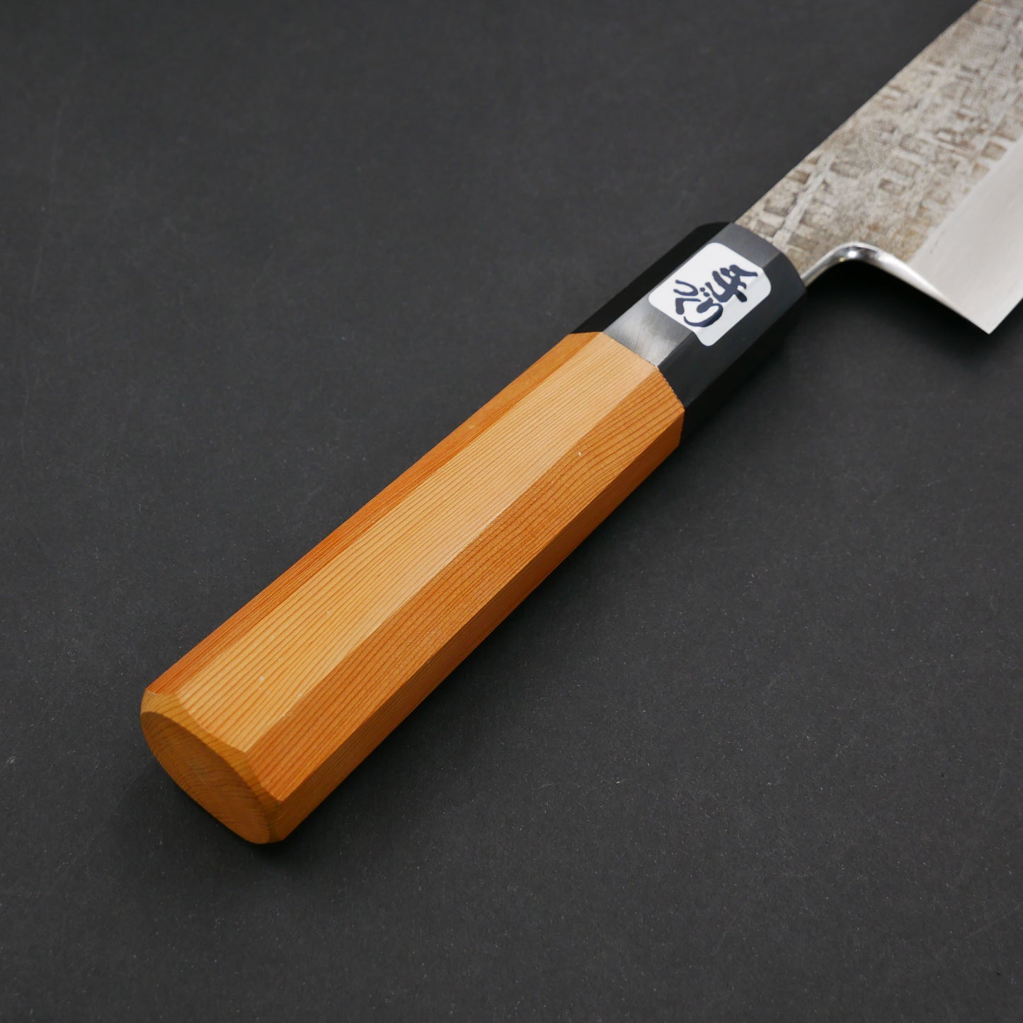 Silver#3 Stainless Steel Kurouchi Tsuchime Santoku Japanese Yew Octagonal Handle