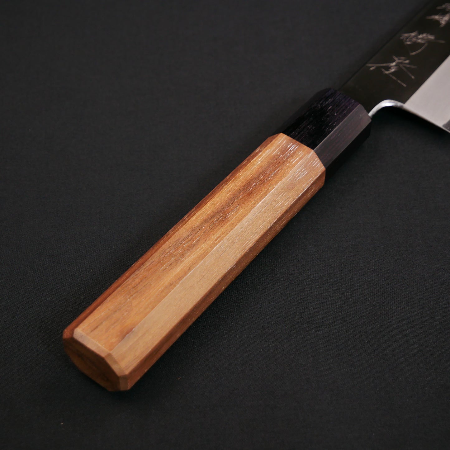 Blue#1 Carbon Steel Kurouchi Santoku Walnut Octagonal Handle