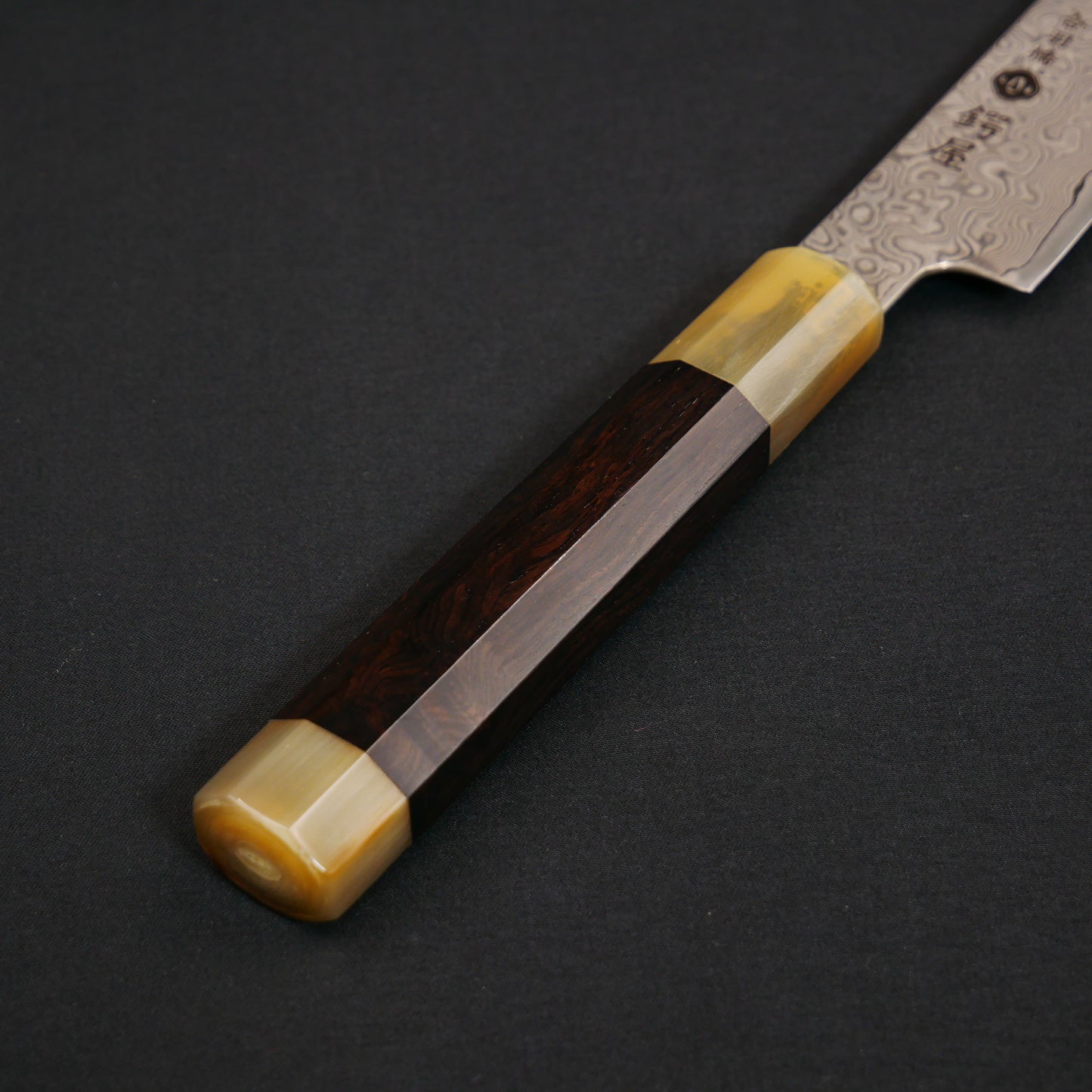 モリブデンバナジウム鋼 67層 ダマスカス 切付ペティ 黒檀八角柄