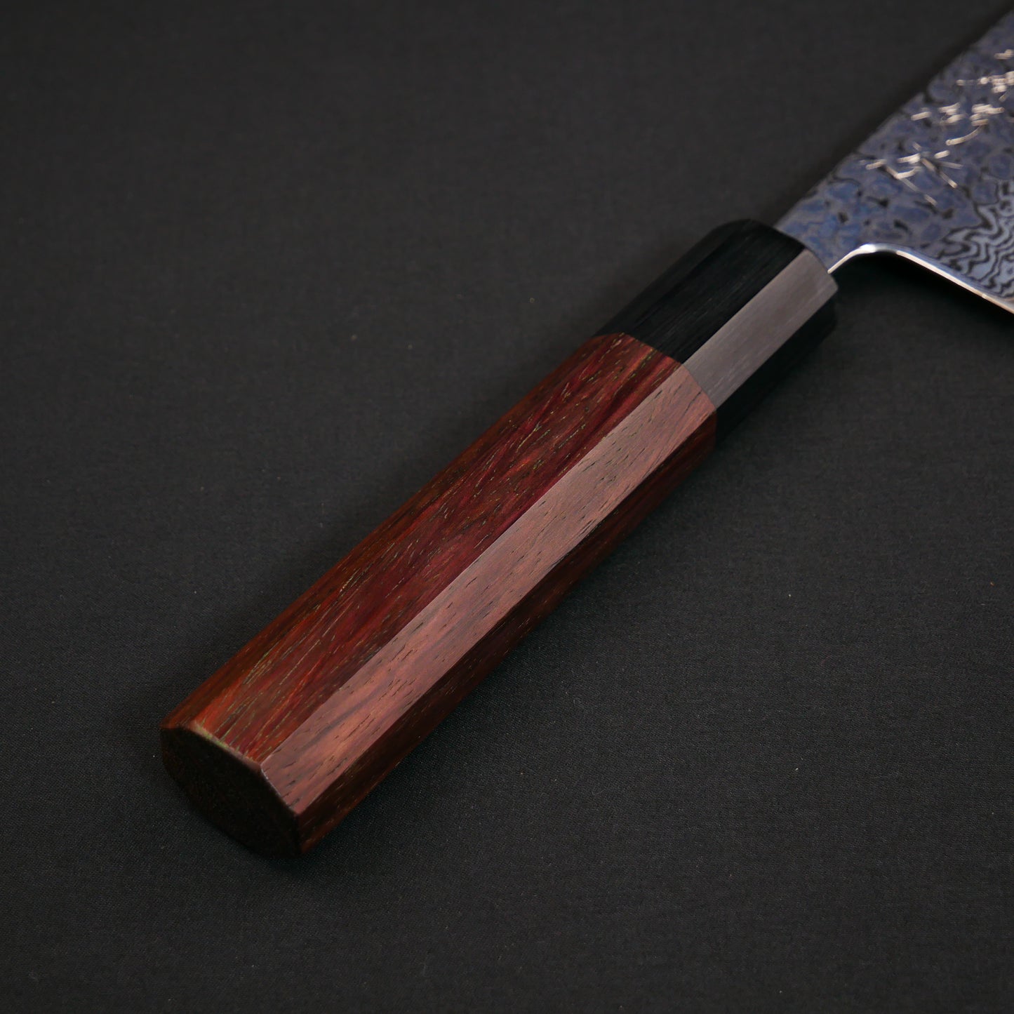 Silver#3 Stainless Steel Tsuchime Damascus Santoku Rosewood Octagonal Handle