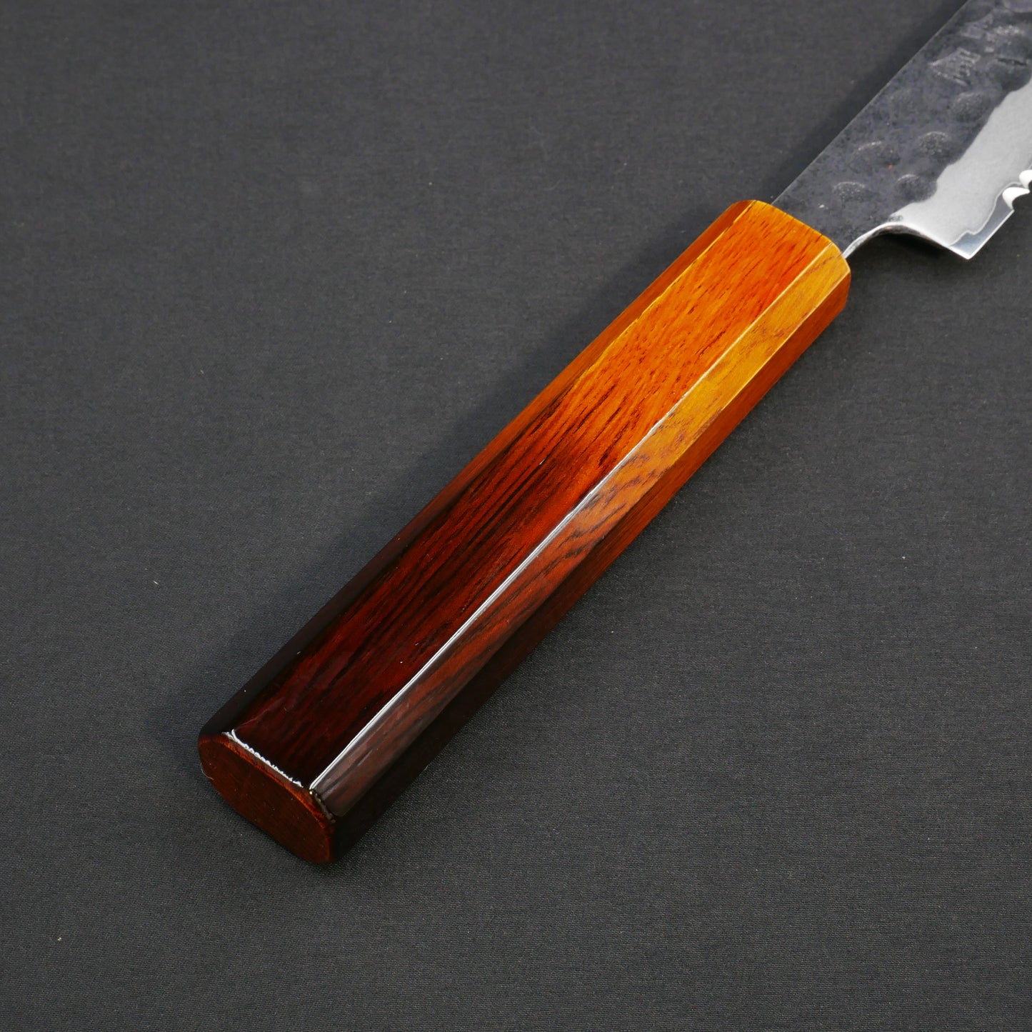 Molybdenum Vanadium Steel Kurouchi Tsuchime Bread Knife Oak Urushi Octagonal Handle