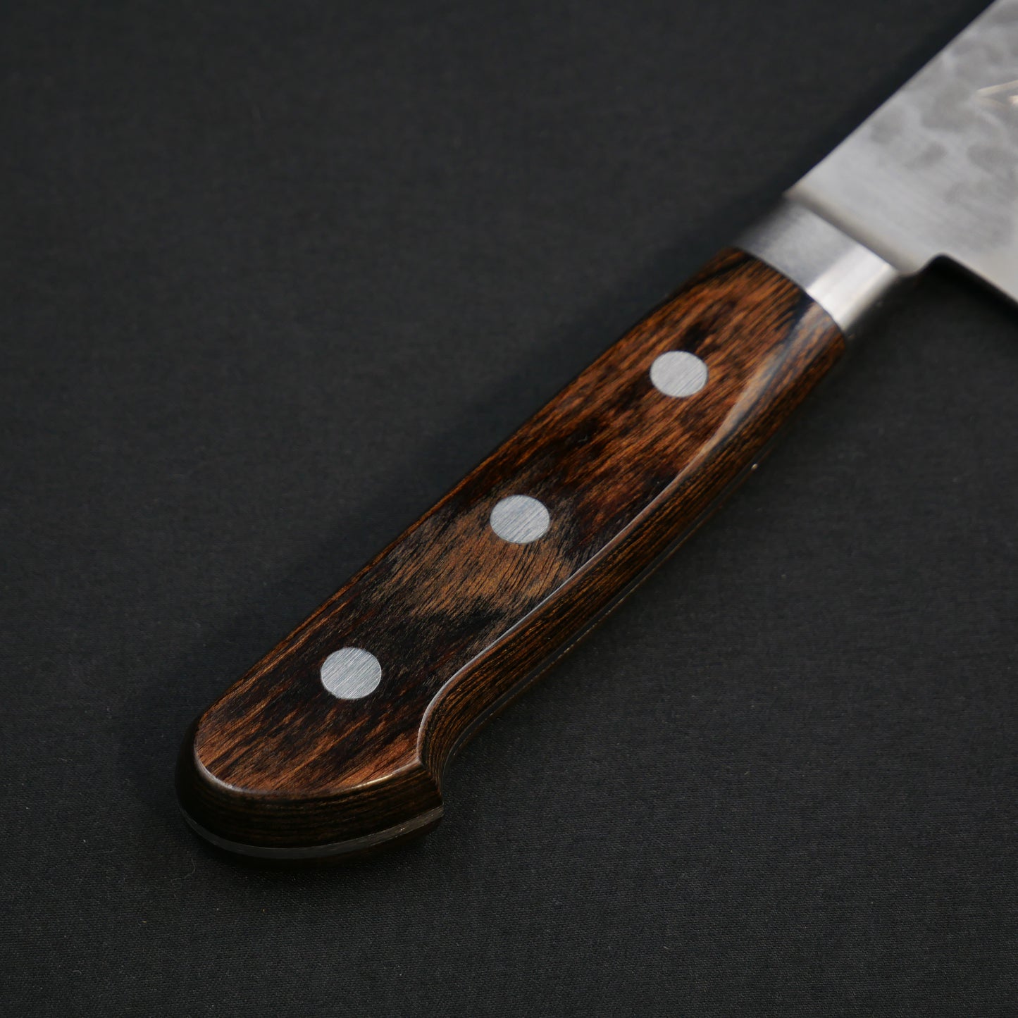 BlueSuper Carbon Steel Tsuchime StainlessClad Santoku