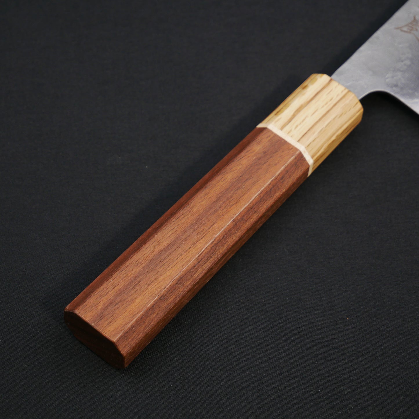 モリブデン鋼 梨地ダマスカス 菜切 ウォールナット八角柄