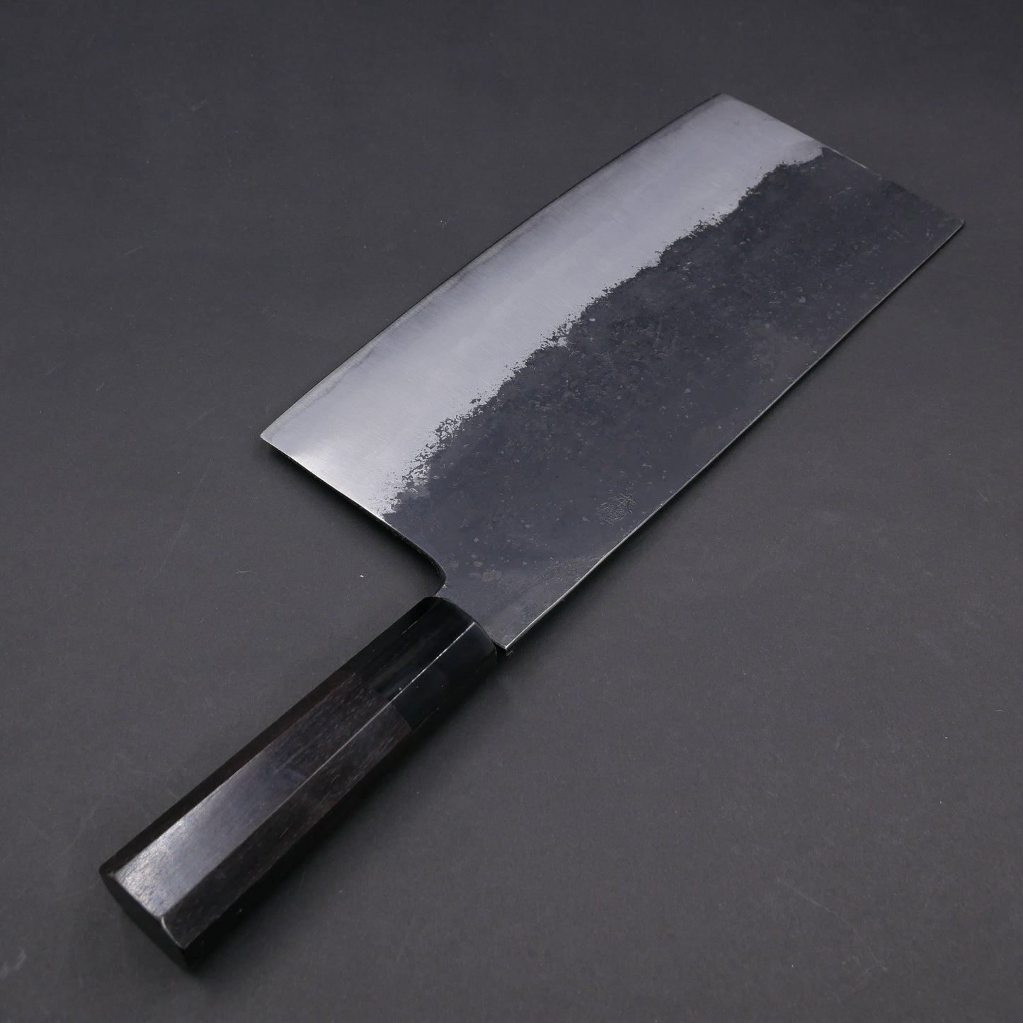 Blue#2 Carbon Steel Kurouchi Chinese Cleaver Ebony Octagonal Handle