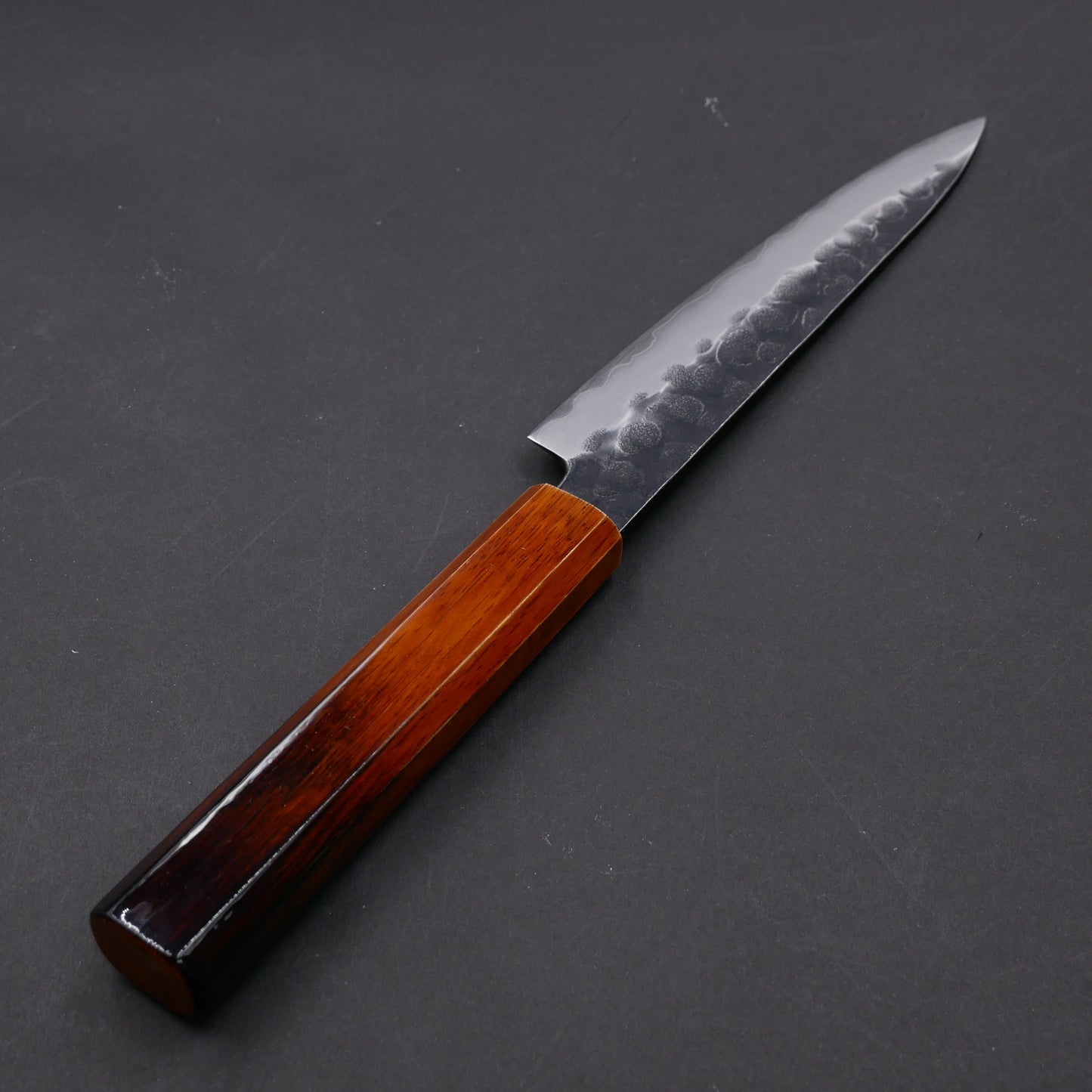 Molybdenum Steel Kurouchi Tsuchime Petty Oak Urushi Octagonal Handle