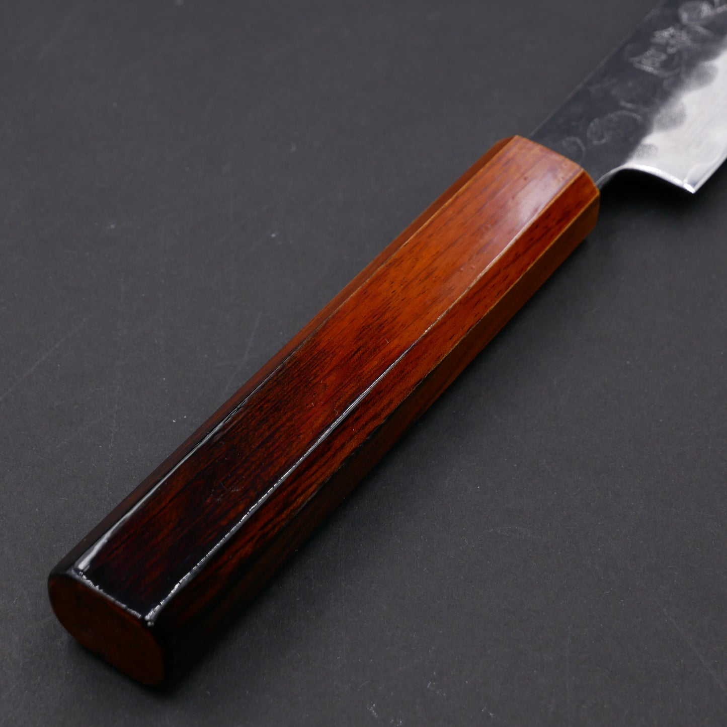 Molybdenum Steel Kurouchi Tsuchime Petty Oak Urushi Octagonal Handle