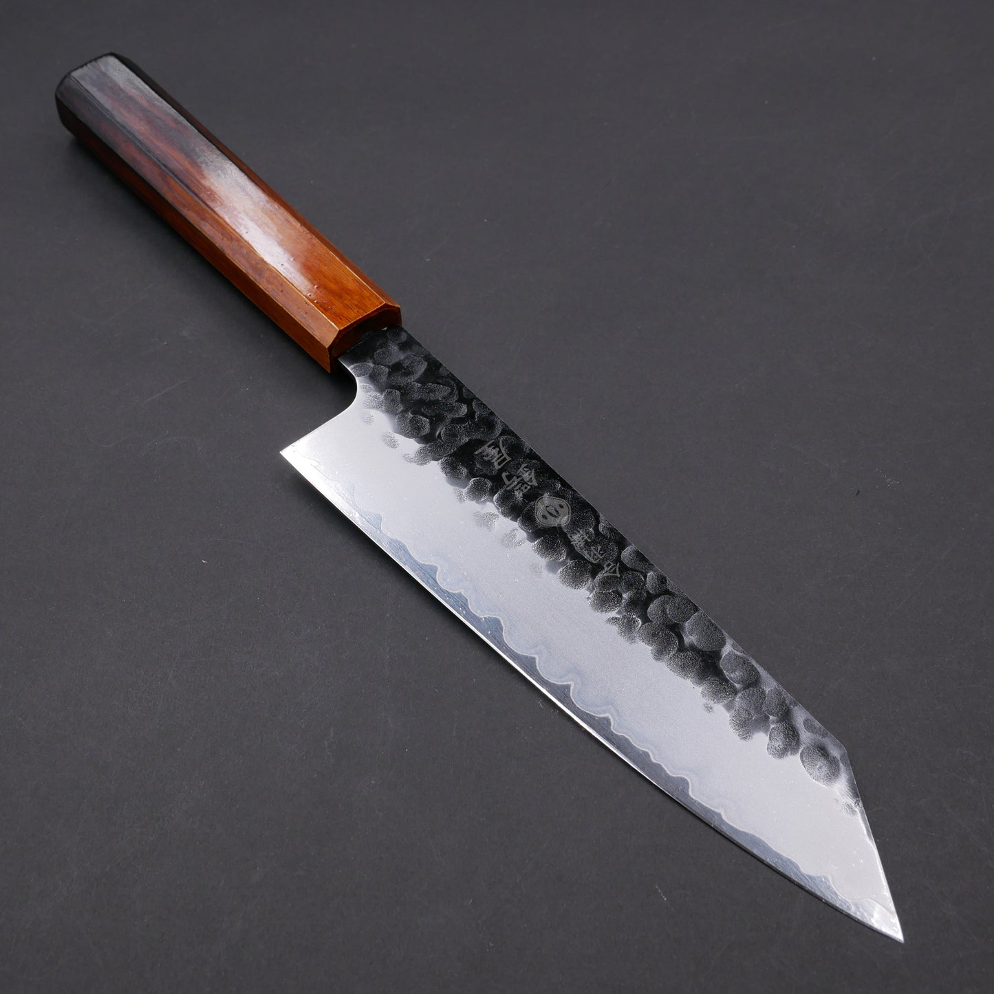 Molybdenum Steel Kurouchi Tsuchime Kiritsuke Santoku Oak Urushi Octagonal Handle