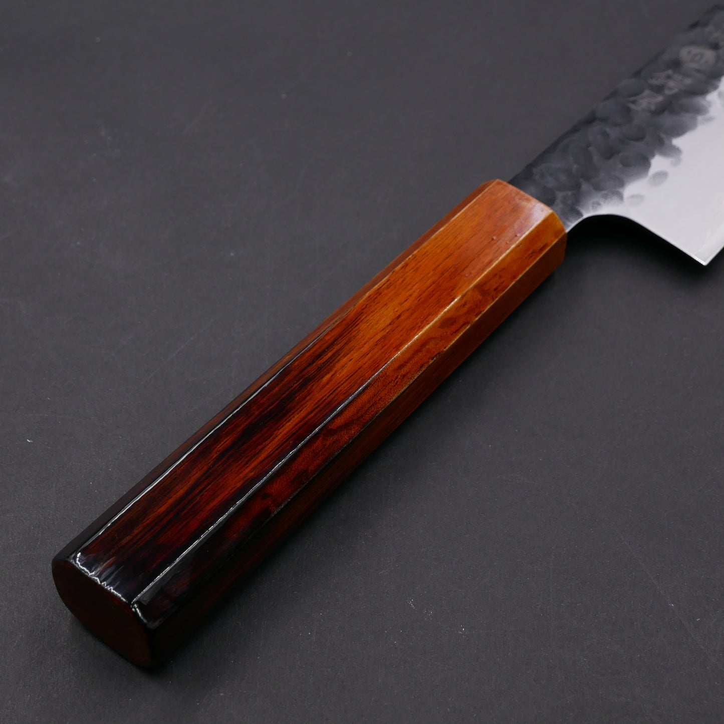 Molybdenum Steel Kurouchi Tsuchime Kiritsuke Santoku Oak Urushi Octagonal Handle