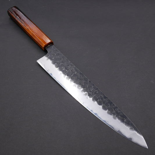 Molybdenum Steel Kurouchi Tsuchime Gyuto Oak Urushi Octagonal Handle