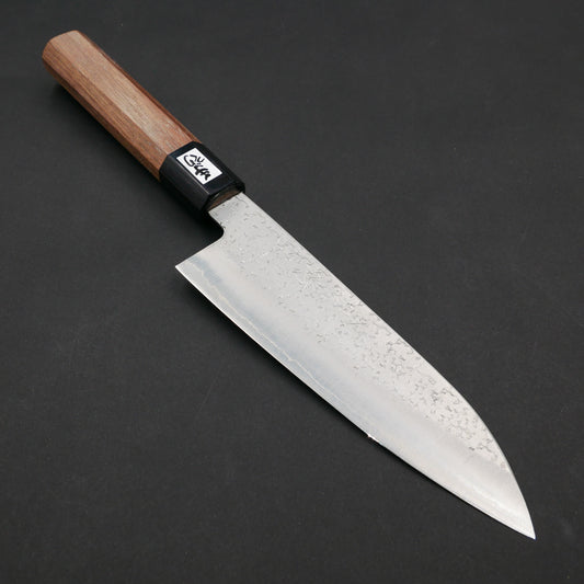 Silver#3 Stainless Steel Tsuchime Santoku Walnut Octagonal Handle