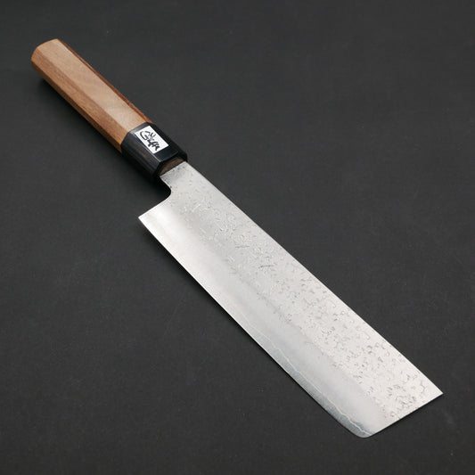 Silver#3 Stainless Steel Tsuchime Nakiri Walnut Octagonal Handle