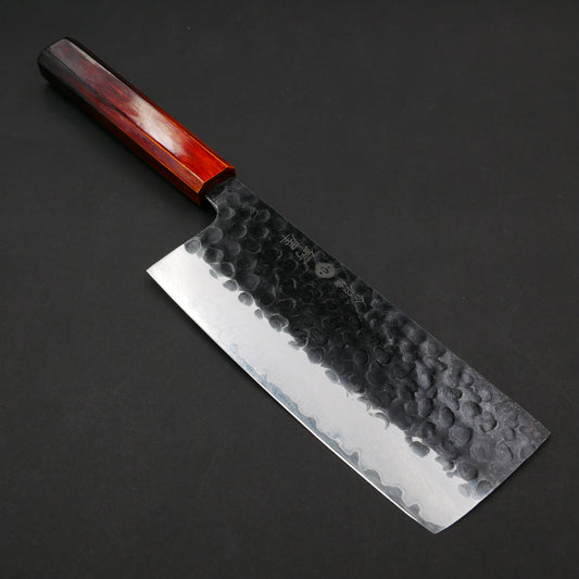 Molybdenum Steel Kurouchi Tsuchime Nakiri Oak Urushi Octagonal Handle (Broad)