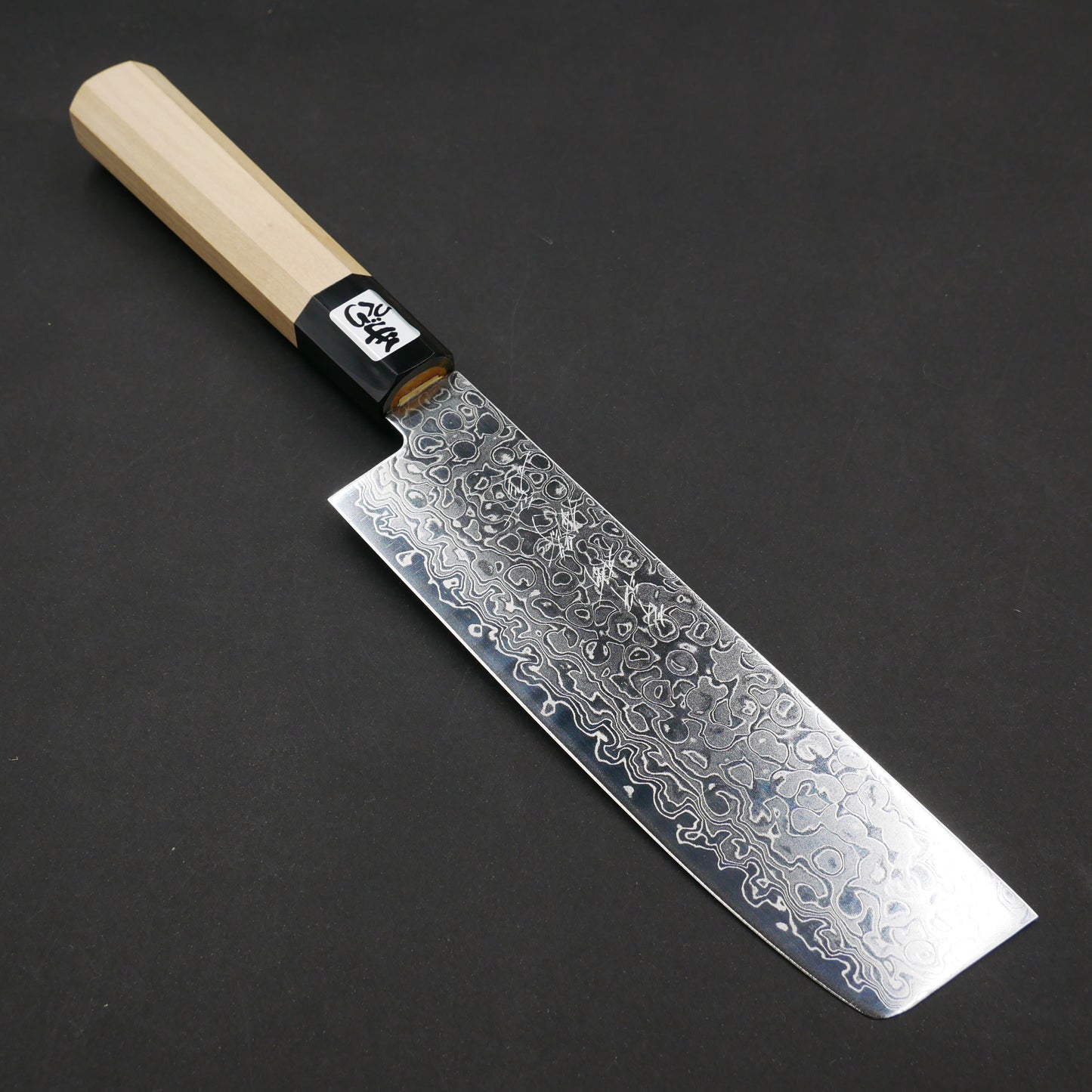 AUS10 Damascus Nakiri Magnolia Octagonal Handle