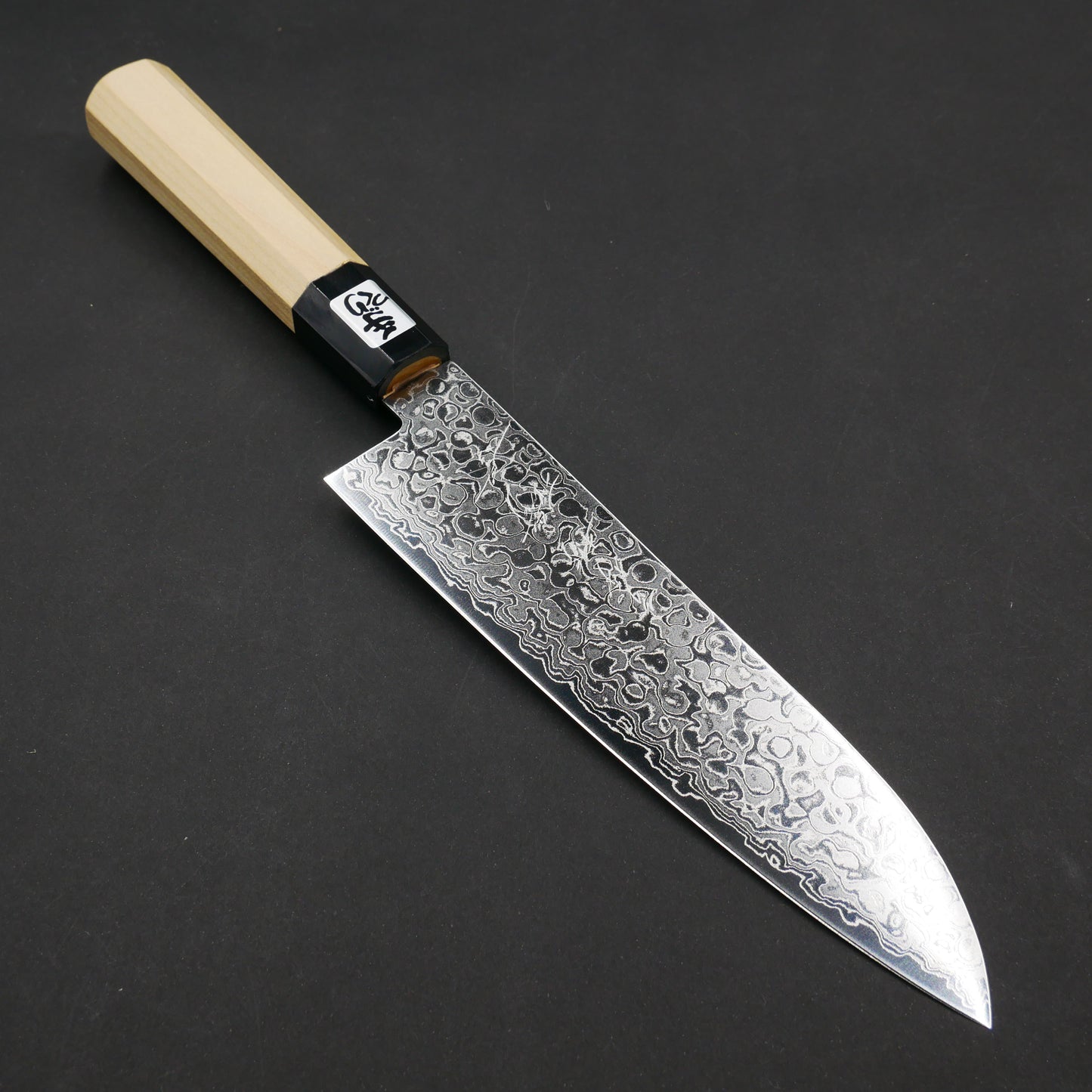 AUS10 Damascus Santoku Magnolia Octagonal Handle