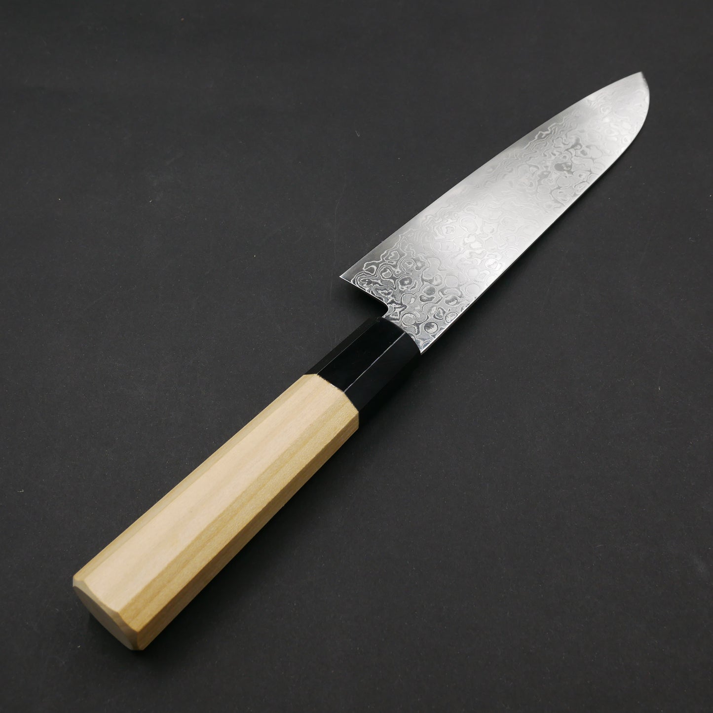 AUS10 Damascus Santoku Magnolia Octagonal Handle