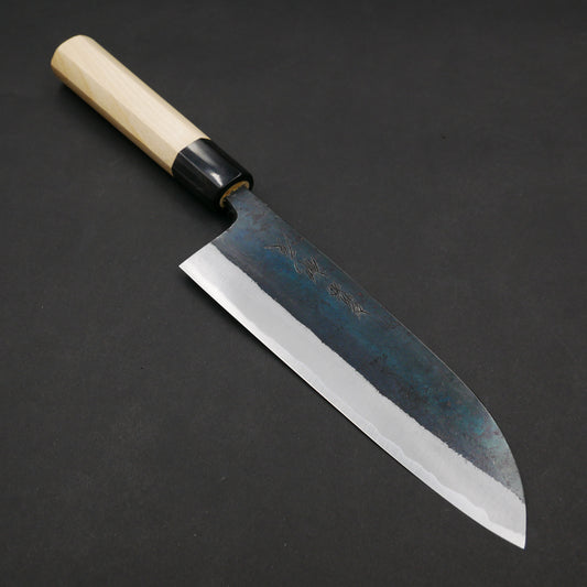 Blue#2 Carbon Steel Kurouchi Santoku Magnolia Octagonal Handle