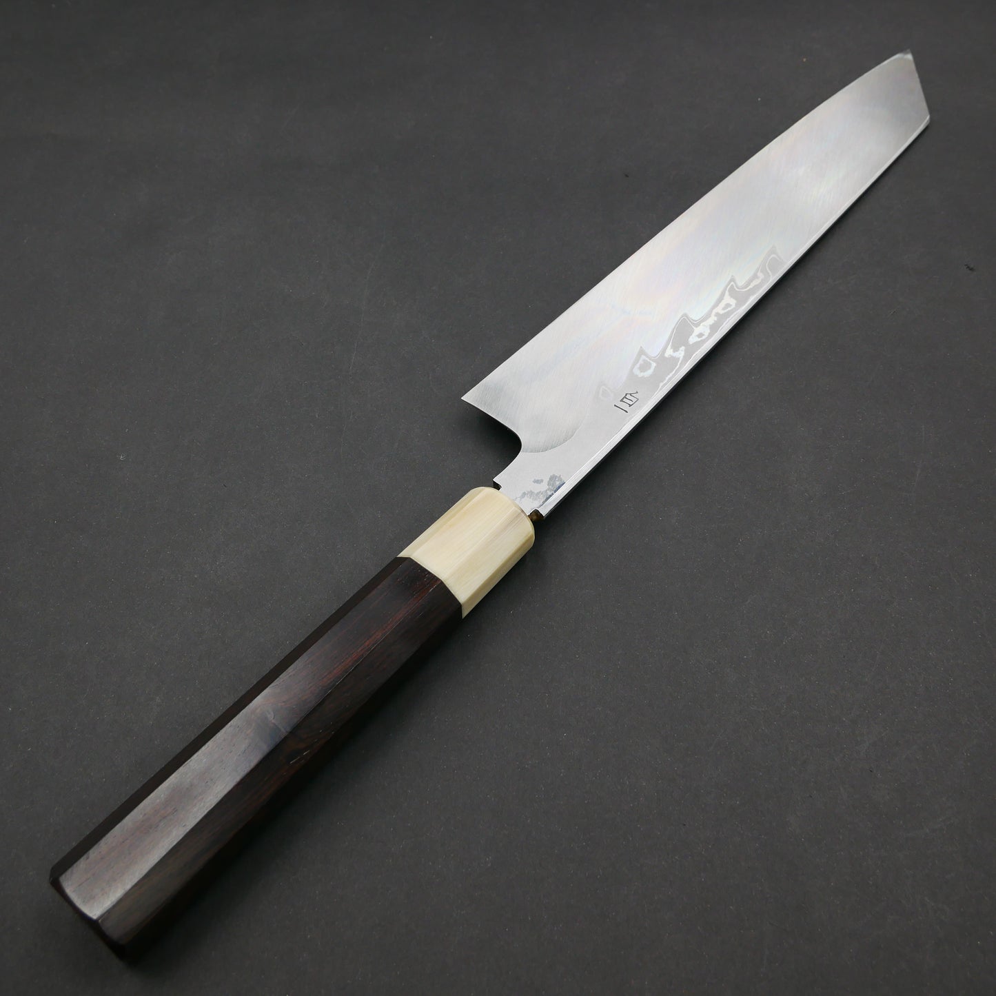 "Enmon" White#1 Carbon Steel Suminagashi Kiritsuke Ebony Octagonal Handle