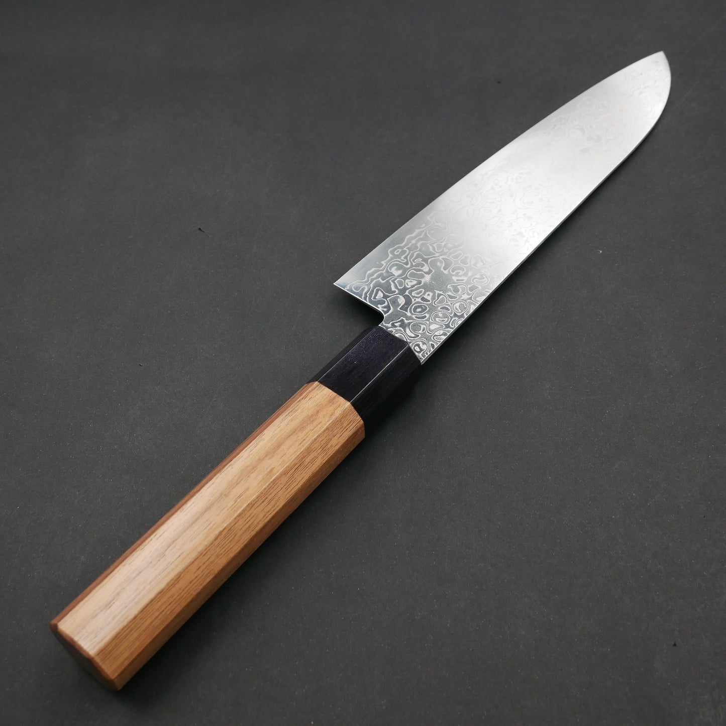 AUS10 Damascus Santoku Walnut Octagonal Handle