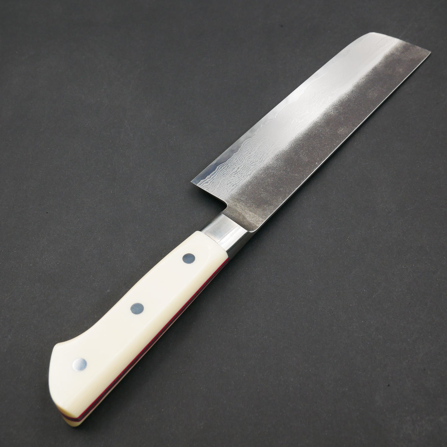 VG10 Kurouchi Multilayer Nakiri White Micarta Handle