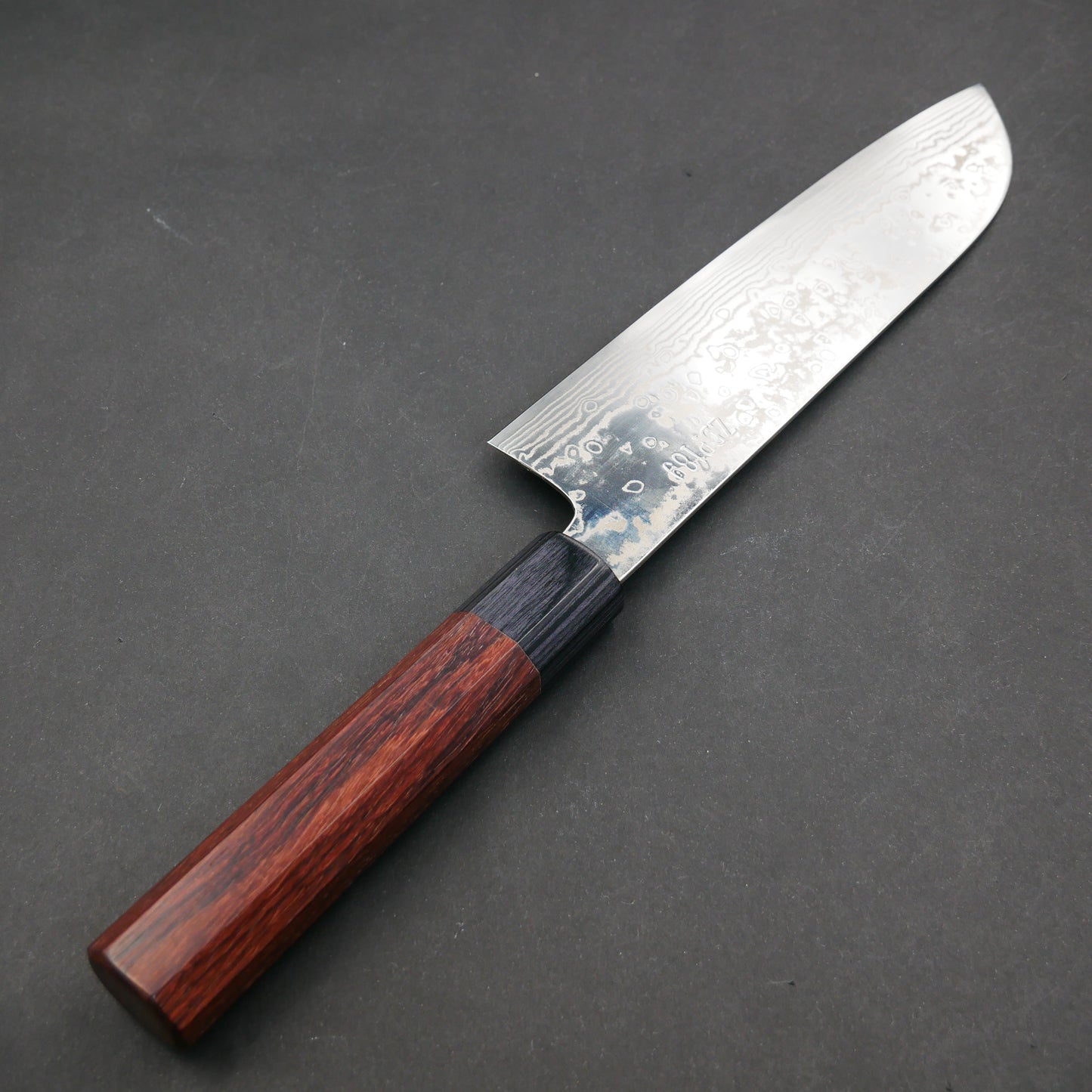 Yoshida Hamono ZDP189 Damascus Santoku Rosewood Octagonal Handle