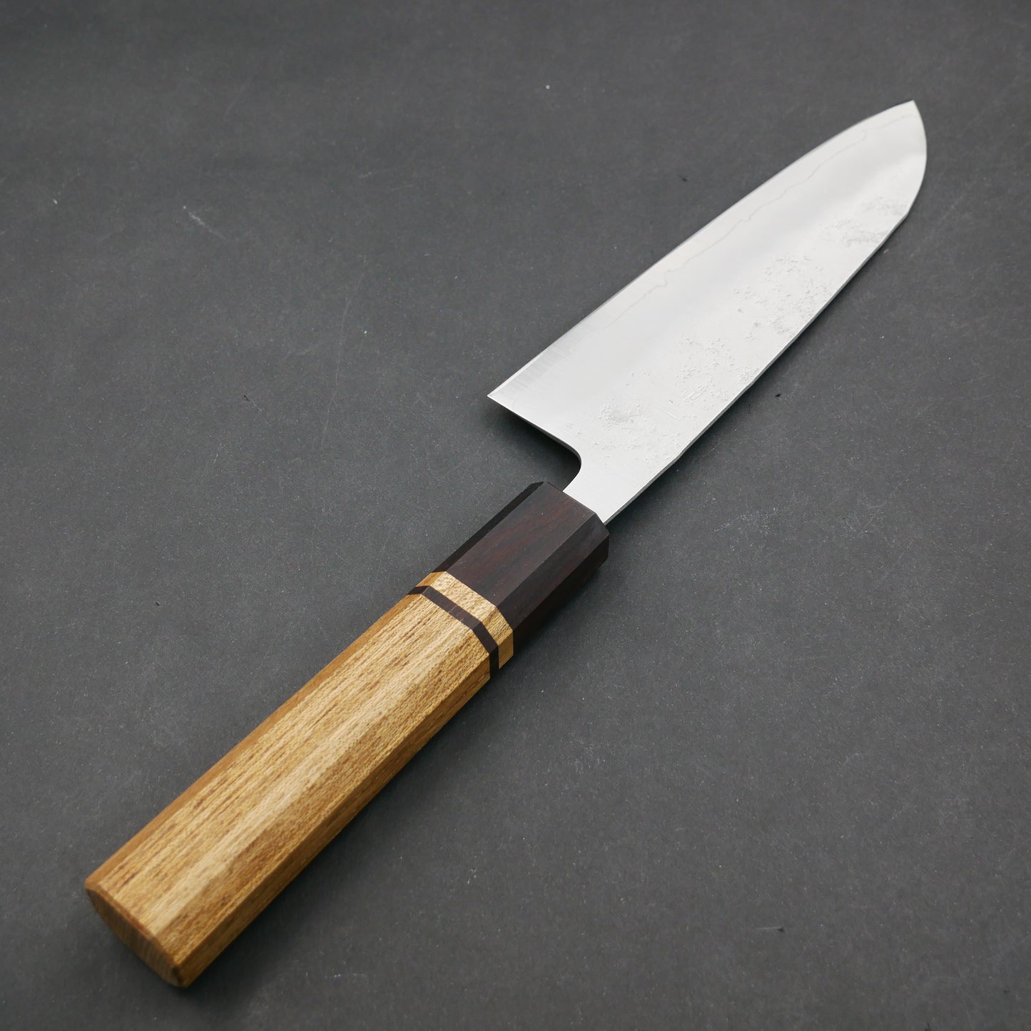 Silver#3 Stainless Steel Nashiji Santoku Elm Octagonal Handle