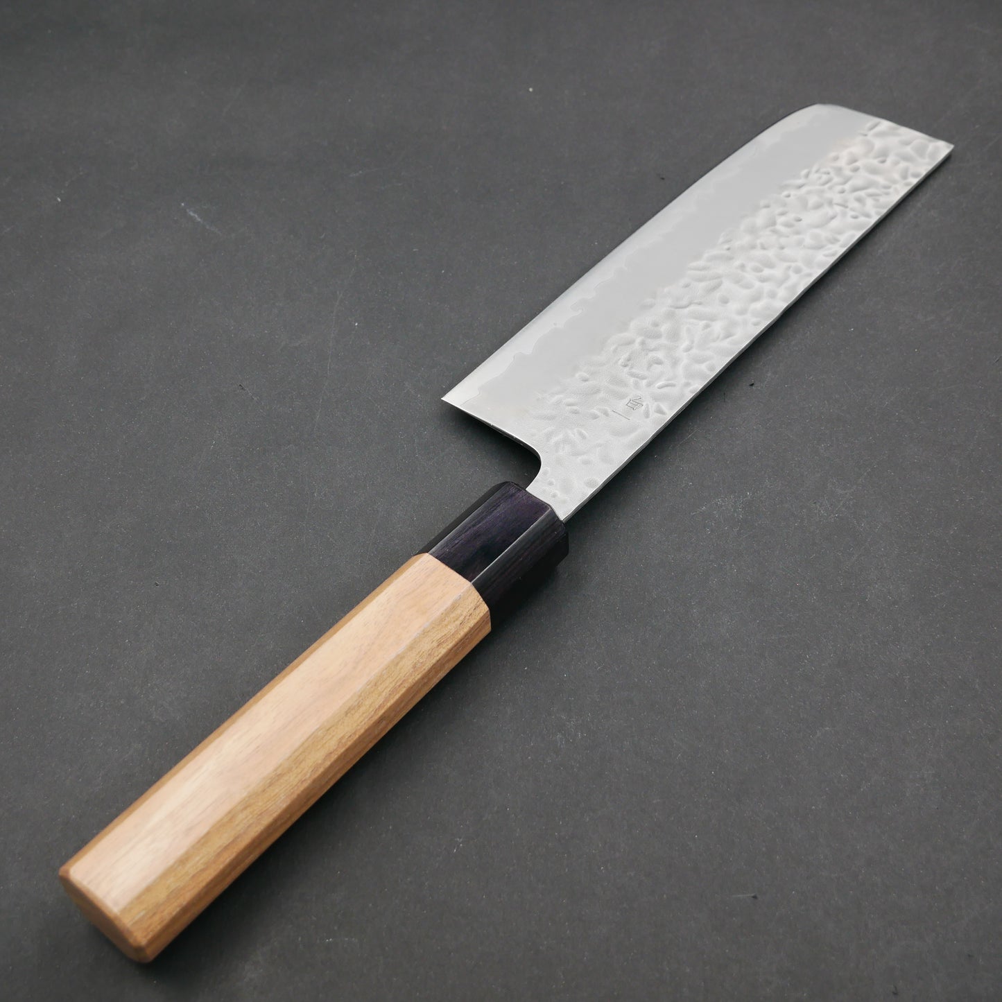 White#1 Carbon Steel Tsuchime Nakiri Walnut Octagonal Handle