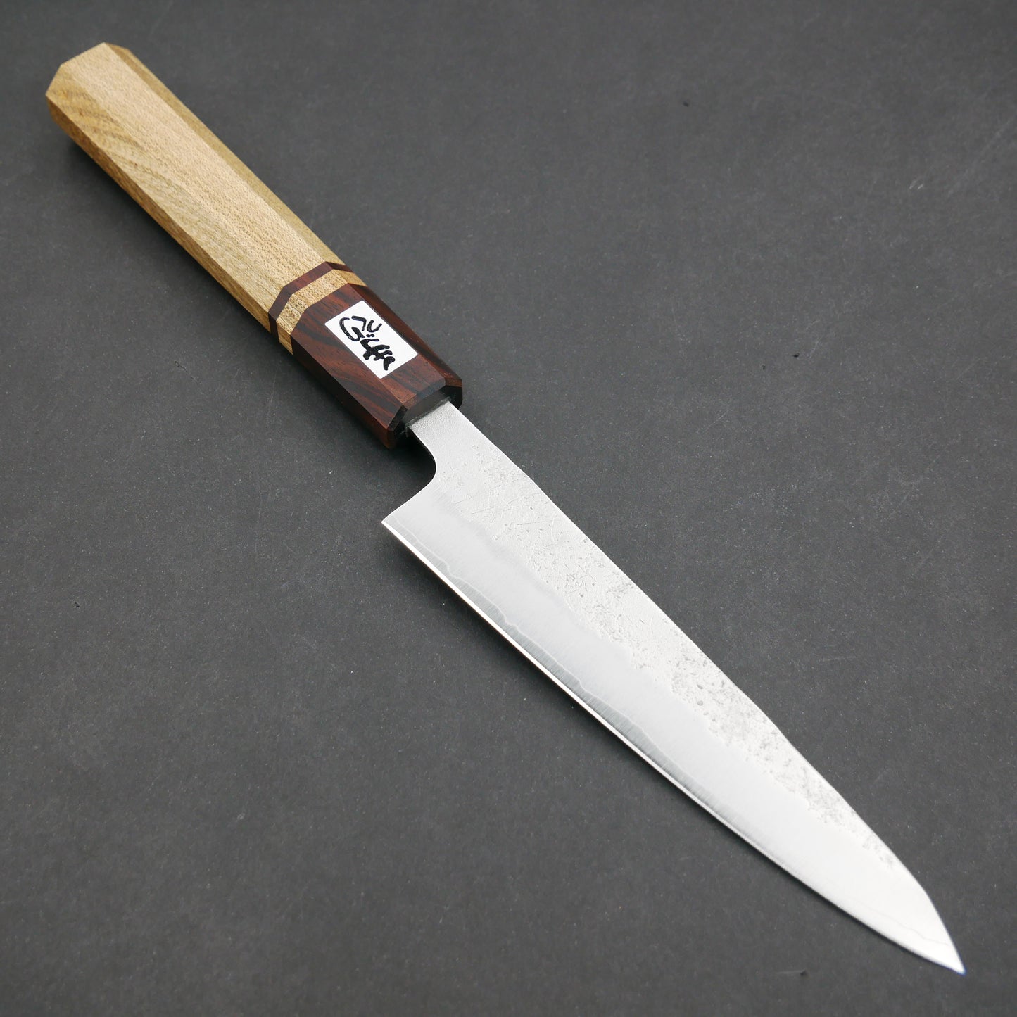 Silver#3 Stainless Steel Nashiji Petty Elm Octagonal Handle