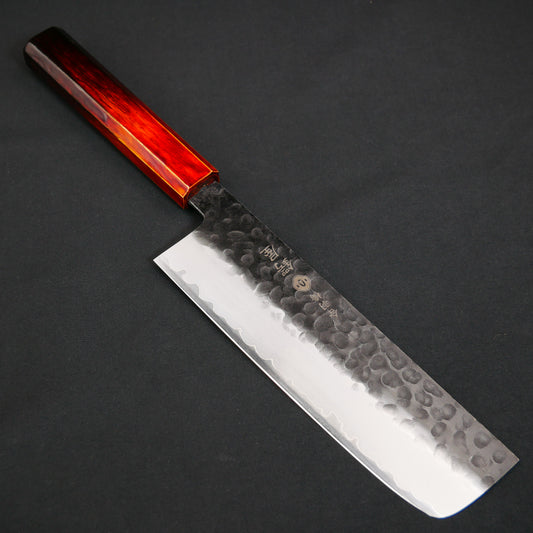 Molybdenum Steel Kurouchi Tsuchime Nakiri Oak Urushi Octagonal Handle