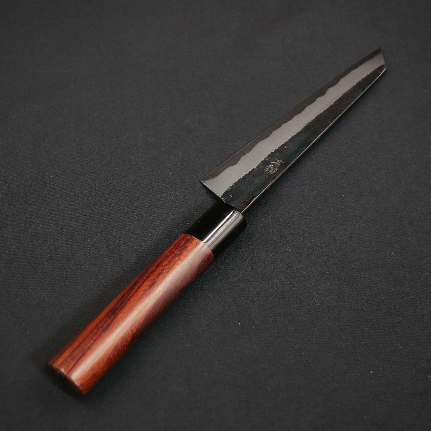 "Tanegashima" Blue#2 Carbon Steel Kurouchi Honesuki Rosewood Handle (Double Bevel)