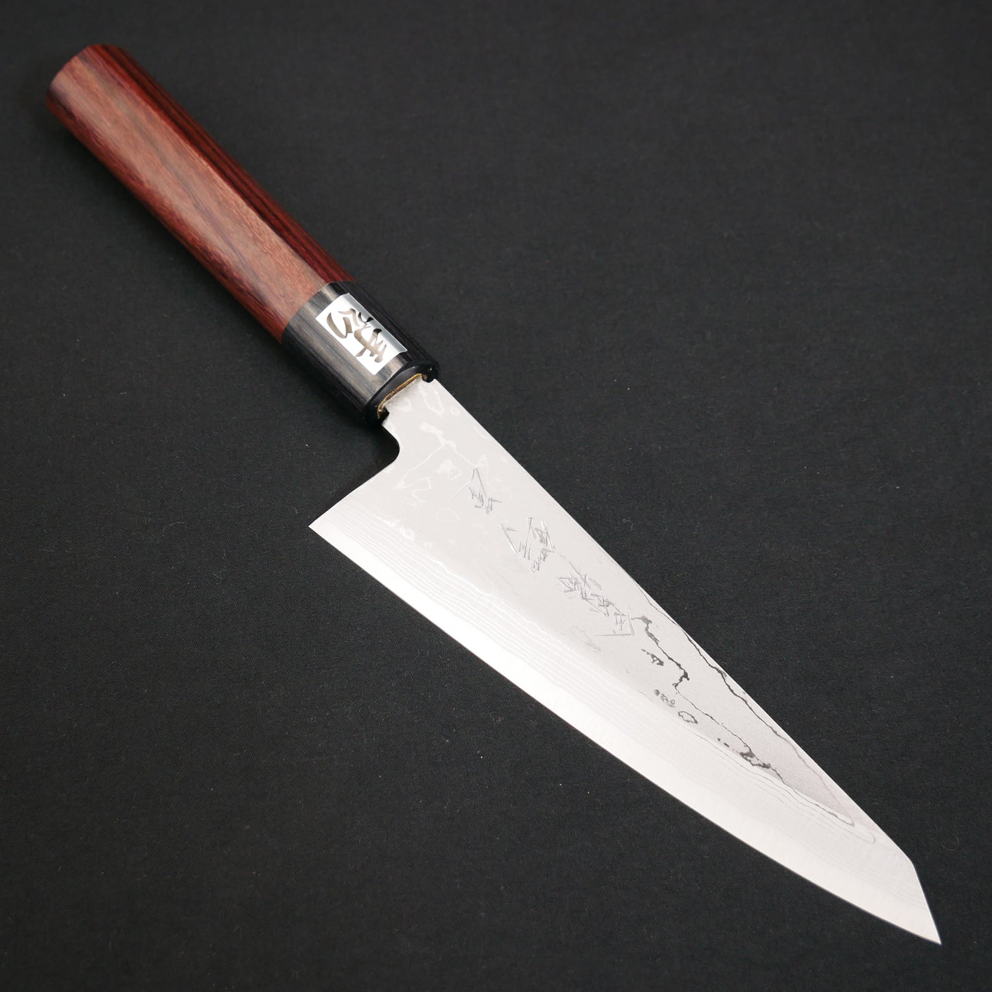 White#2 Carbon Steel Suminagashi Honesuki Rosewood Handle