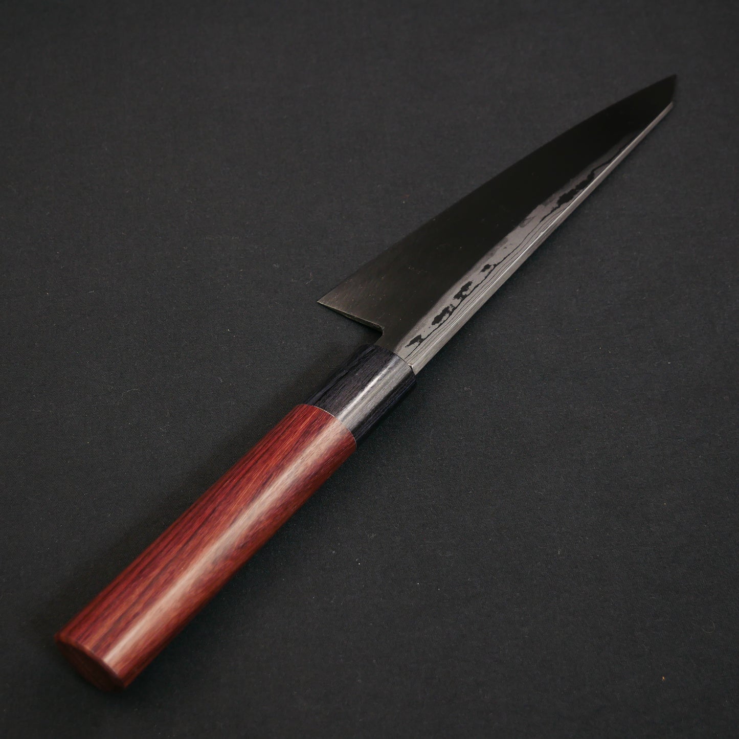 White#2 Carbon Steel Suminagashi Honesuki Rosewood Handle