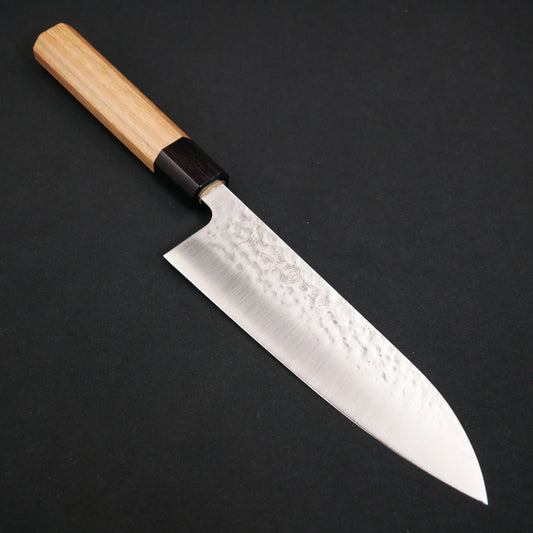 Molybdenum Vanadium Stainless Steel Tsuchime Santoku Walnut Octagonal Handle