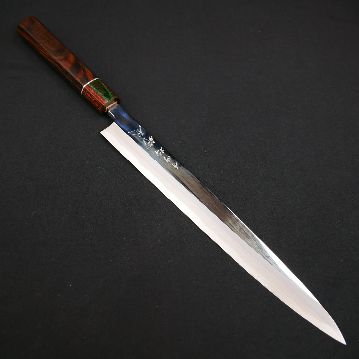 Blue#1 Carbon Steel Mirror-Finish Yanagiba Ebony Octagonal Handle