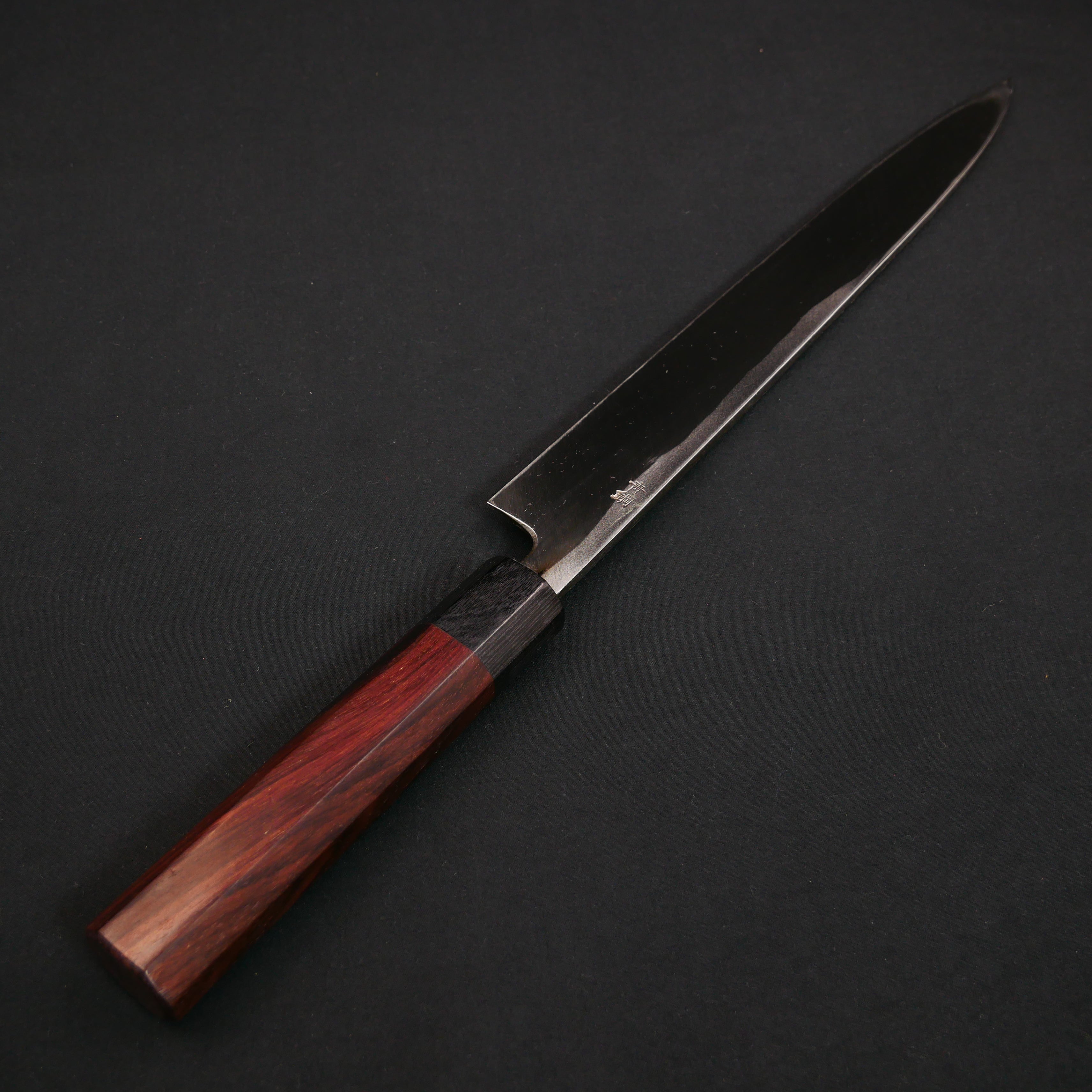 青二鋼 黒打 鎚目 柳刃 紫檀八角柄 – つば屋庖丁店