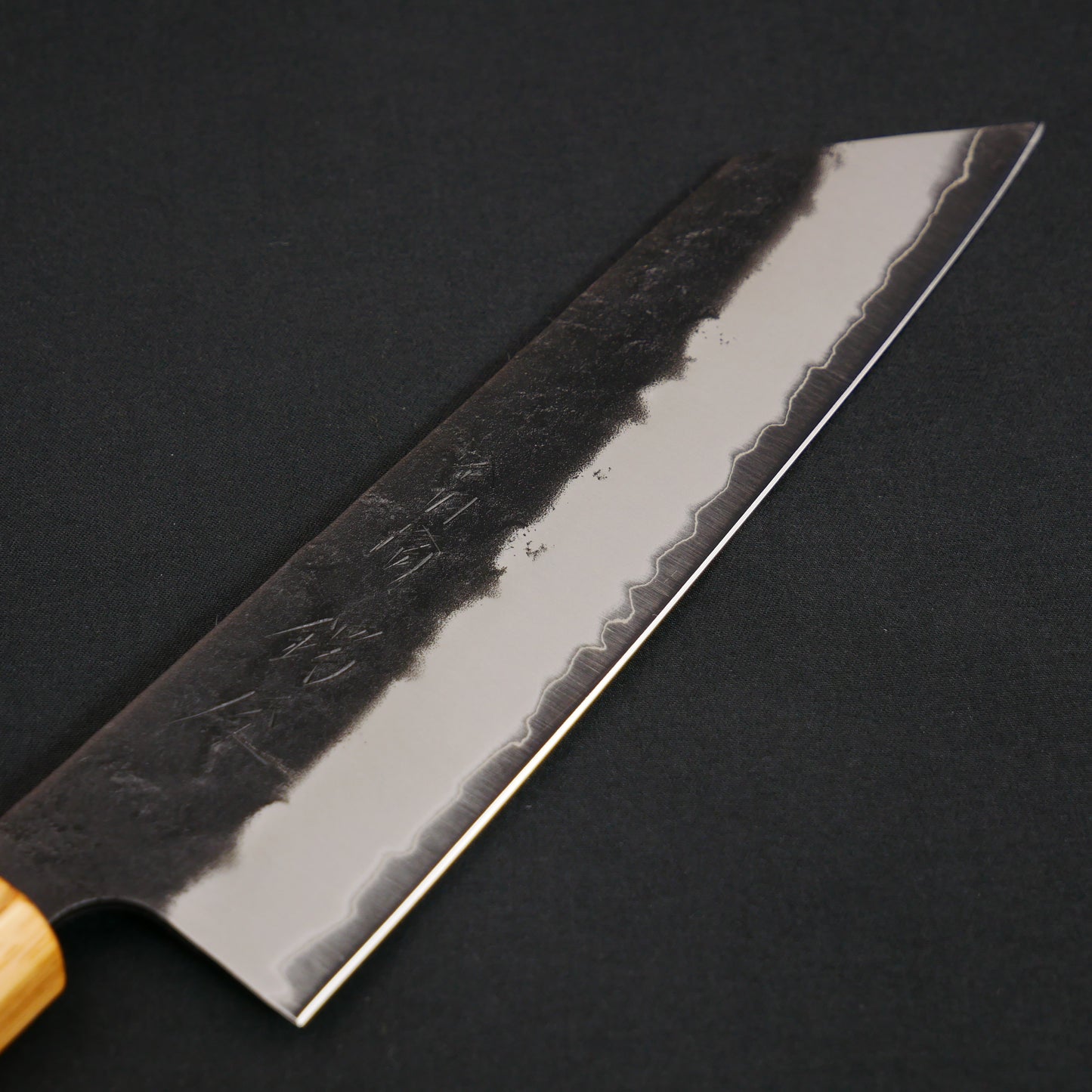 BlueSuper Carbon Steel Kurouchi Nashiji Kiritsuke Santoku Walnut Octagonal Handle