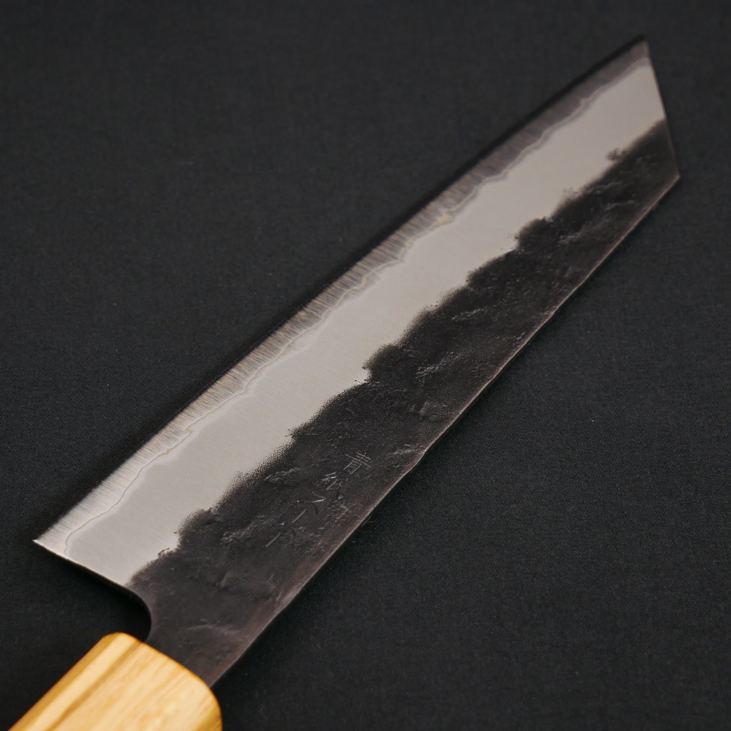 BlueSuper Carbon Steel Kurouchi Nashiji Kiritsuke Santoku Walnut Octagonal Handle