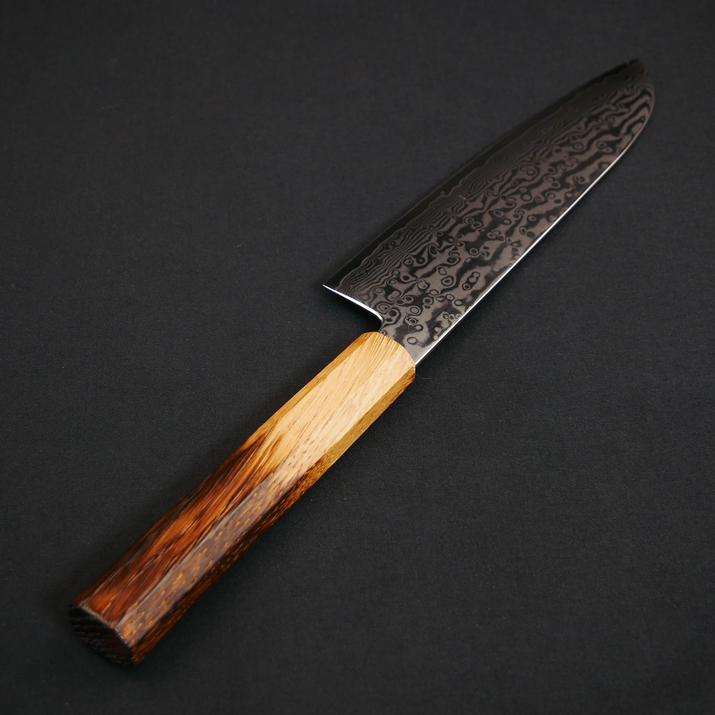 Molybdenum Steel 67Layers Damascus Small Santoku Oak Octagonal Handle