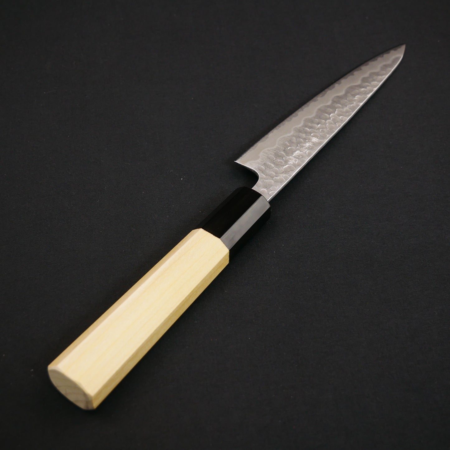 White#2 Carbon Steel Tsuchime StainlessClad Petty Magnolia Octagonal Handle