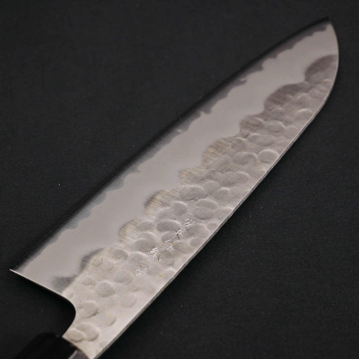 White#2 Carbon Steel Tsuchime StainlessClad Santoku Magnolia Octagonal Handle