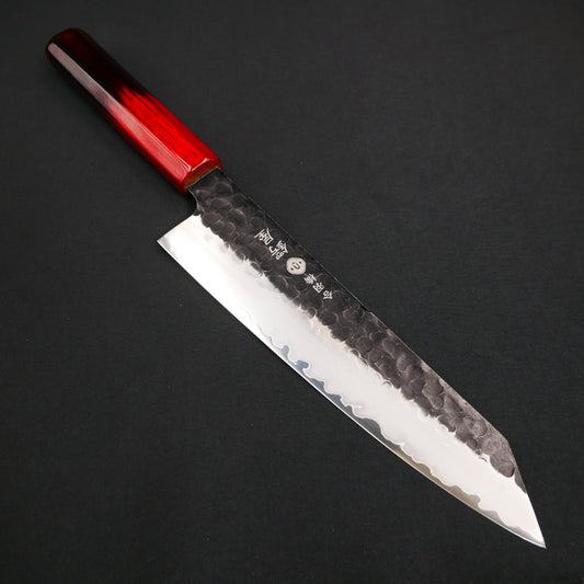 Molybdenum Steel Kurouchi Tsuchime Kiritsuke Gyuto Oak Urushi Octagonal Handle (New Version)