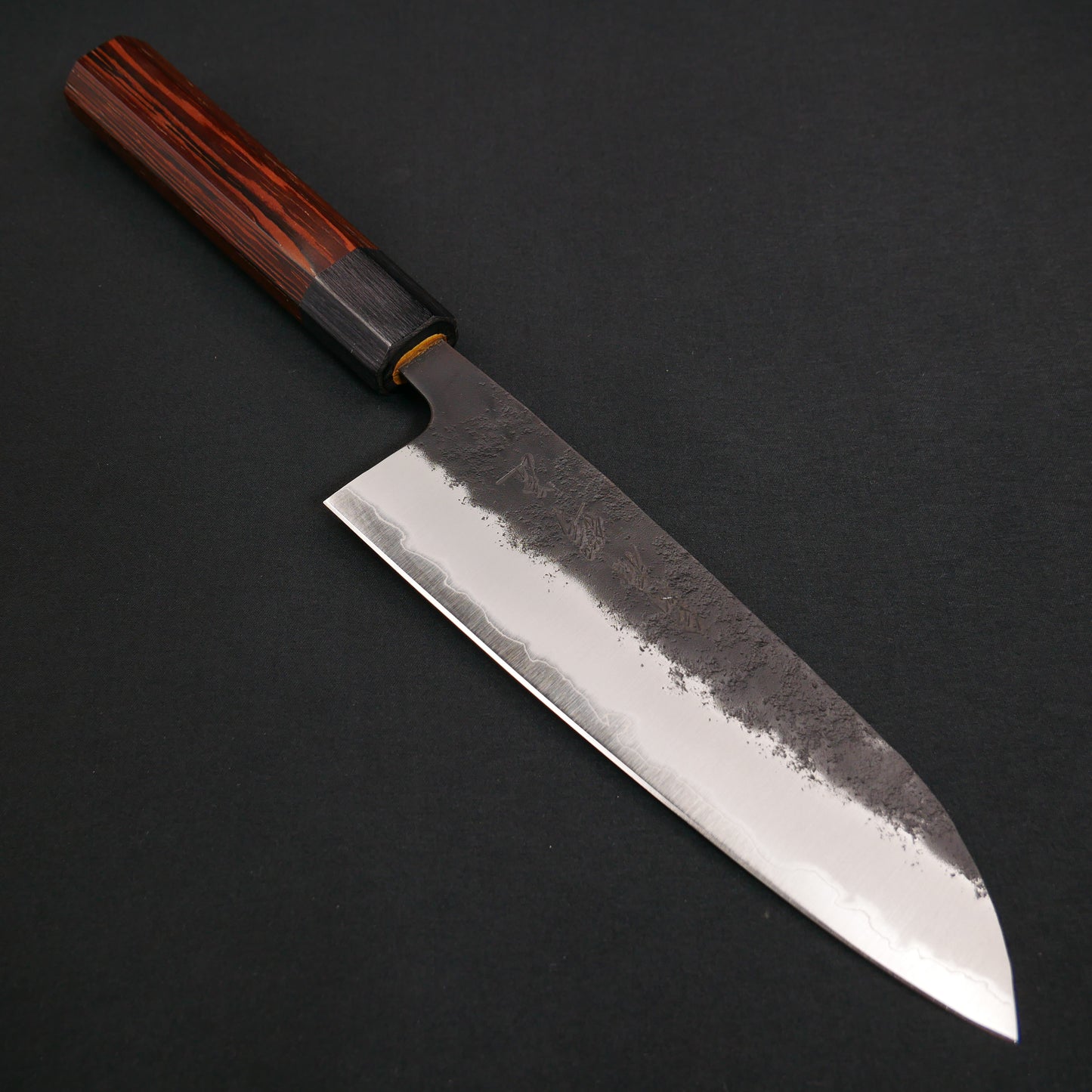 BlueSuper Carbon Steel Kurouchi Santoku Wenge Octagonal Handle