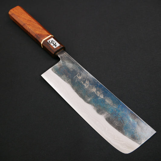 White#2 Carbon Steel Kurouchi Nakiri Walnut Octagonal Handle