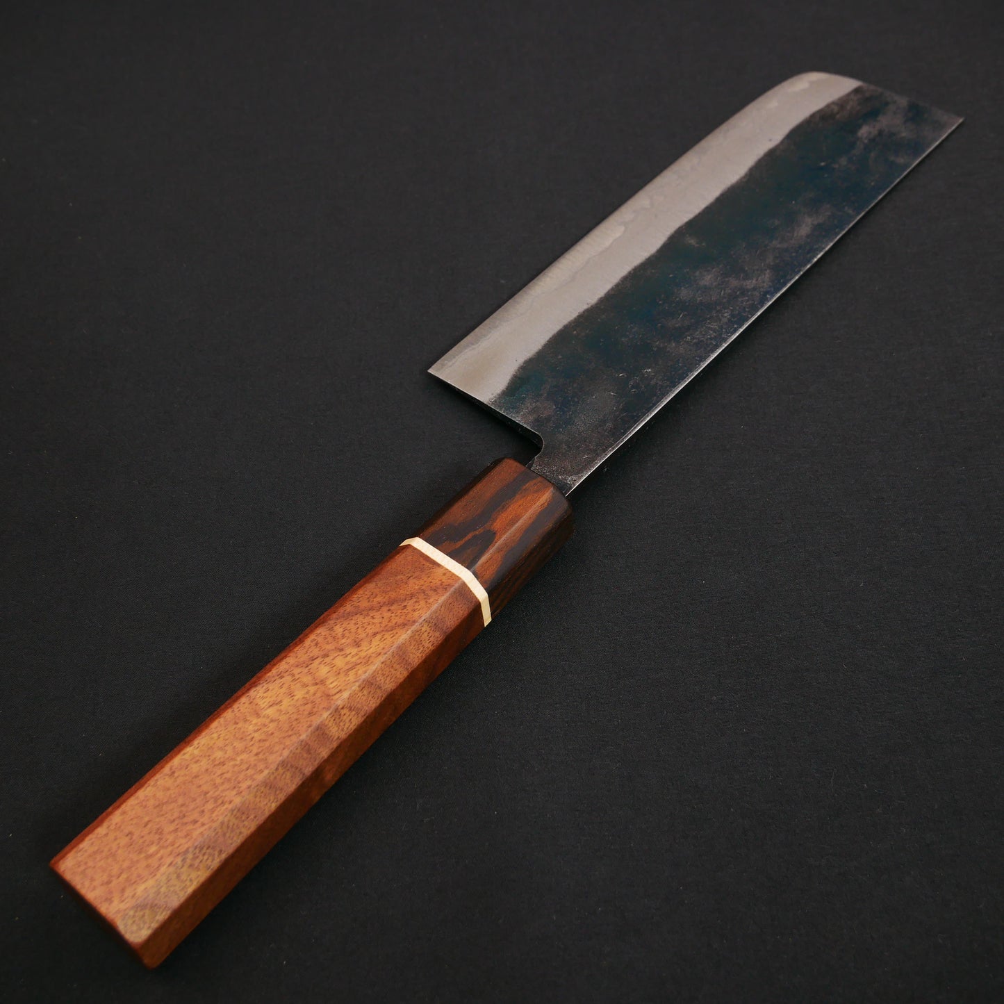 White#2 Carbon Steel Kurouchi Nakiri Walnut Octagonal Handle