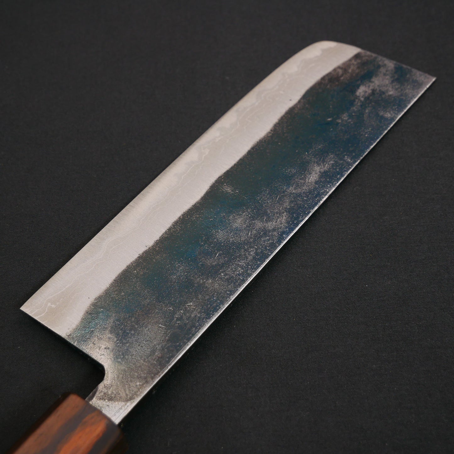 White#2 Carbon Steel Kurouchi Nakiri Walnut Octagonal Handle