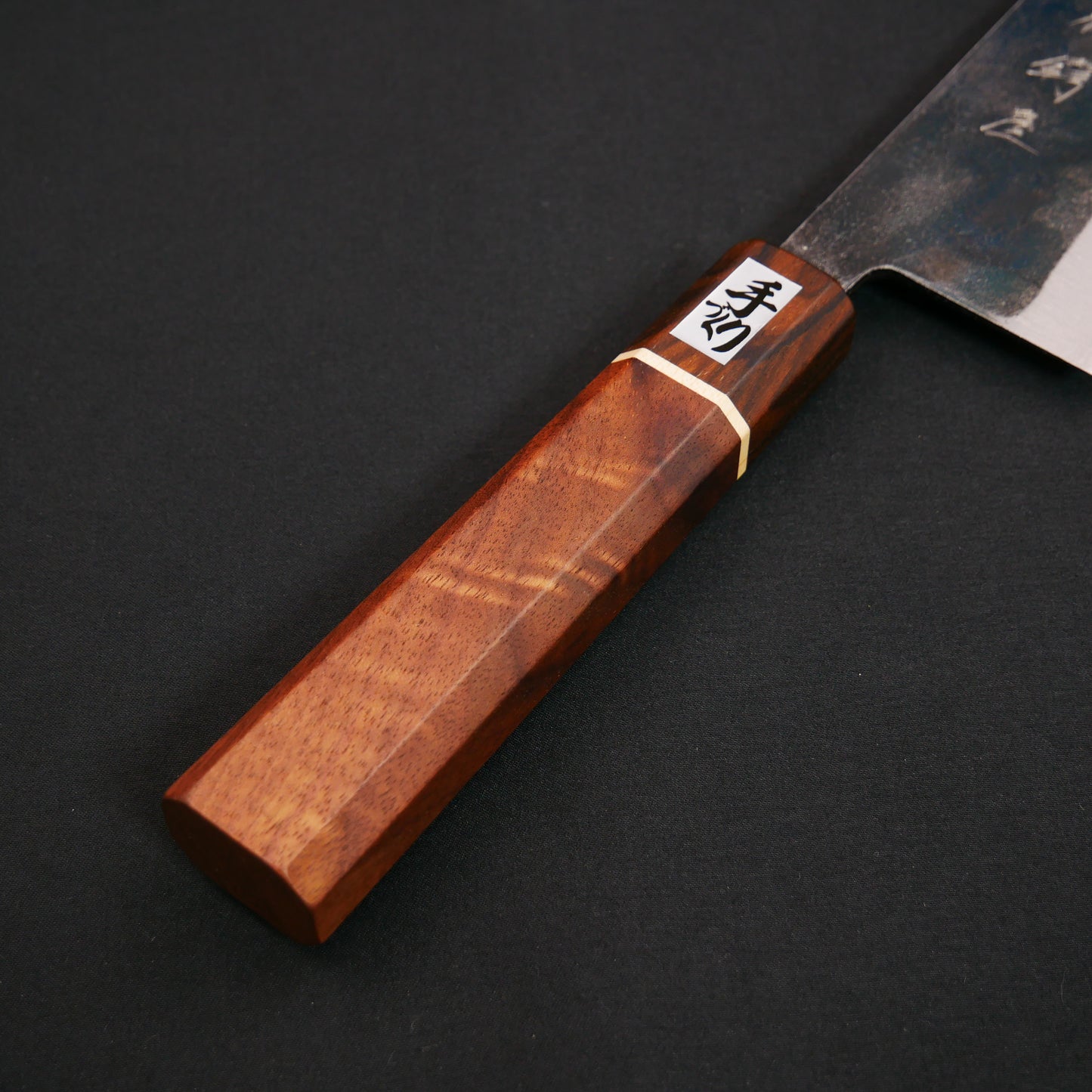 White#2 Carbon Steel Kurouchi Nakiri Walnut Octagonal Handle