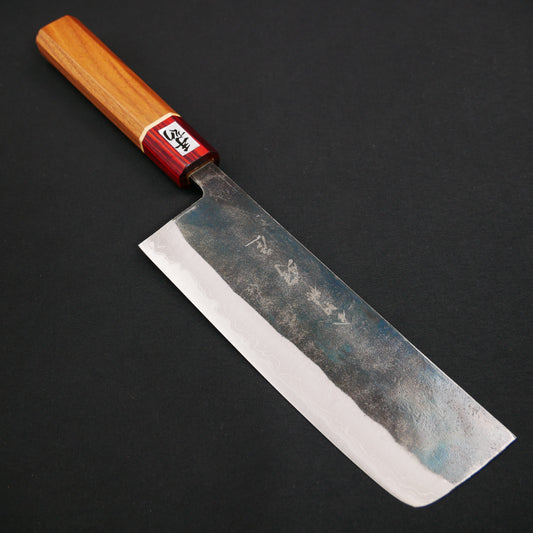 White#2 Carbon Steel Kurouchi Nakiri Walnut Octagonal Handle