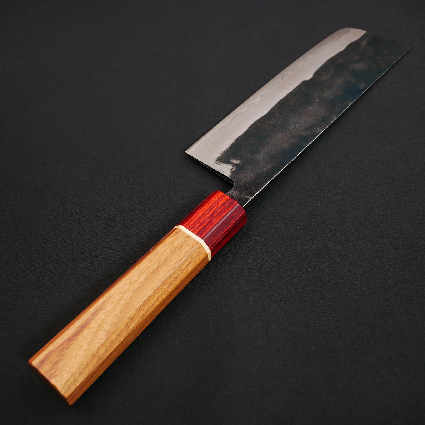 White#2 Carbon Steel Kurouchi Nakiri Walnut Octagonal Handle