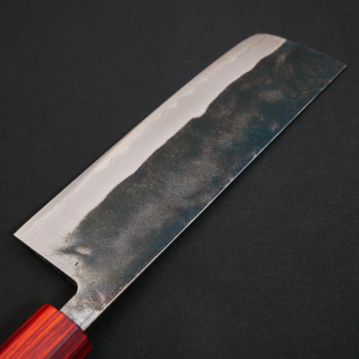 White#2 Carbon Steel Kurouchi Nakiri Walnut Octagonal Handle