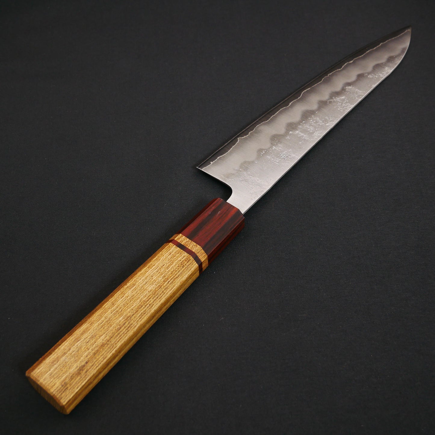 Silver#3 Stainless Steel Nashiji Gyuto Elm Octagonal Handle