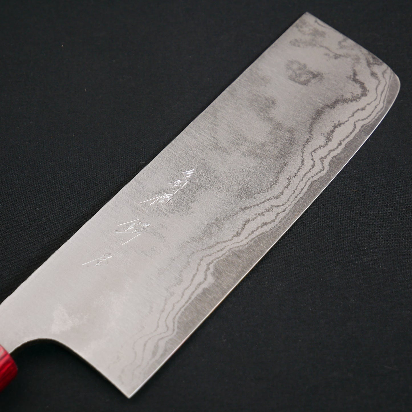 White#2 Carbon Steel Damascus Nakiri Magnolia Handle